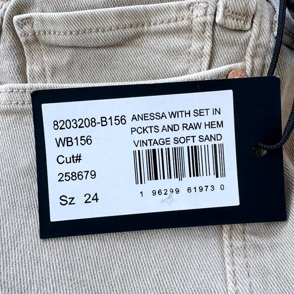 NWT PAIGE Anessa Wide Leg Jeans Set in Pockets Tan Khaki Soft Sand 24 - Picture 6 of 12